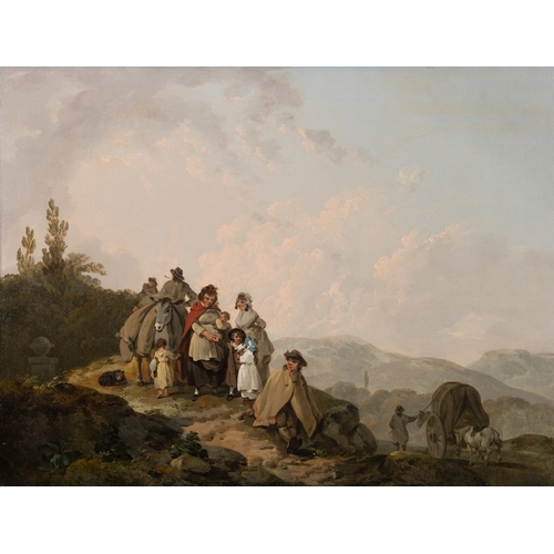 42 - ***WITHDRAWN*** FRANCIS WHEATLEY RA (1747-1801)  Travellers Resting on a Country Road  Oil on canvas... 
