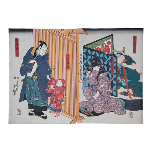 10 - A GROUP OF THREE PRINTS, TWO PRINTS BY UTAGAWA KUNISADA I  AND ONE BY KUNISADA II  UTAGAWA KUNISADA ... 