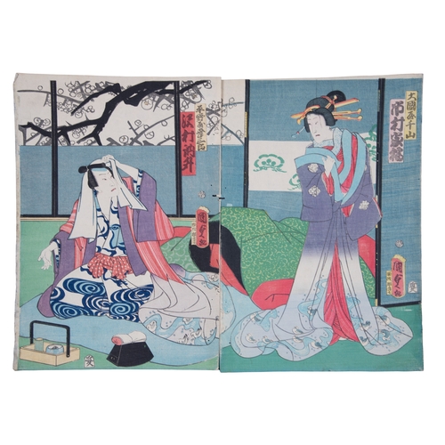 10 - A GROUP OF THREE PRINTS, TWO PRINTS BY UTAGAWA KUNISADA I  AND ONE BY KUNISADA II  UTAGAWA KUNISADA ... 