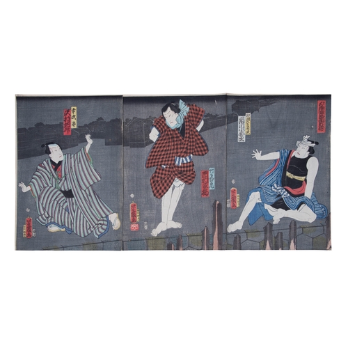 18 - A GROUP OF TWO PRINTS BY UTAGAWA KUNISADA I (Toyokuni III) (1786-1864)   Kabuki play  Ca 1860 Edo pe... 