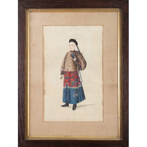 239 - A RARE SET OF EIGHT MANDARIN FIGURE PORTRAITS  19世纪 纸本设色清代人物肖像画一组八幅  Canton, 19th century  Framed  S... 