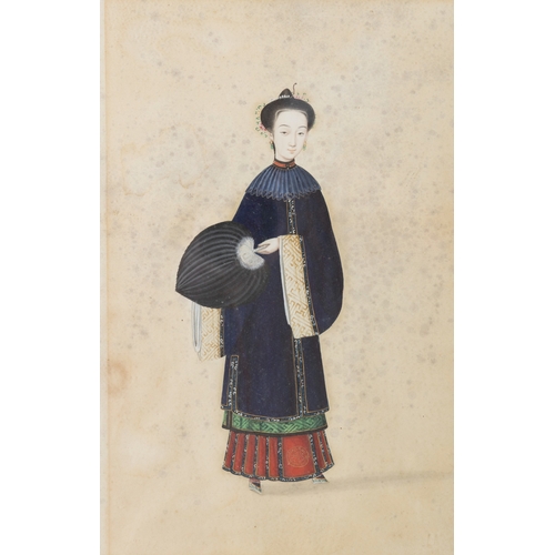 239 - A RARE SET OF EIGHT MANDARIN FIGURE PORTRAITS  19世纪 纸本设色清代人物肖像画一组八幅  Canton, 19th century  Framed  S... 