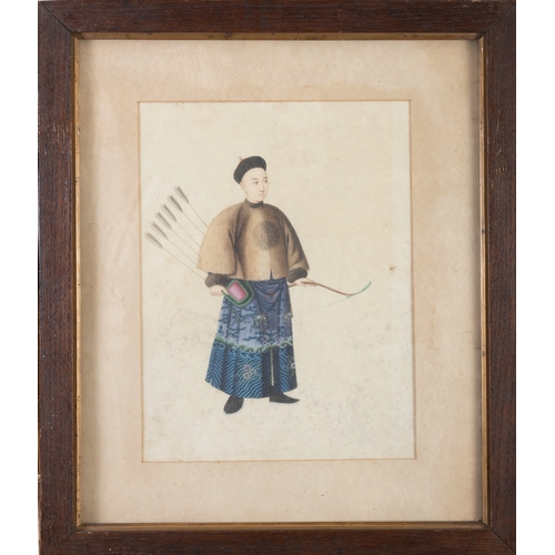 239 - A RARE SET OF EIGHT MANDARIN FIGURE PORTRAITS  19世纪 纸本设色清代人物肖像画一组八幅  Canton, 19th century  Framed  S... 