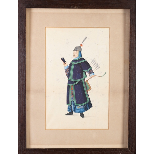 239 - A RARE SET OF EIGHT MANDARIN FIGURE PORTRAITS  19世纪 纸本设色清代人物肖像画一组八幅  Canton, 19th century  Framed  S... 