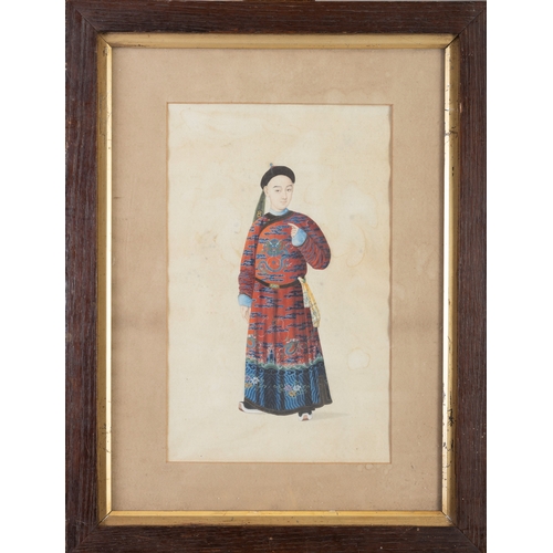 239 - A RARE SET OF EIGHT MANDARIN FIGURE PORTRAITS  19世纪 纸本设色清代人物肖像画一组八幅  Canton, 19th century  Framed  S... 