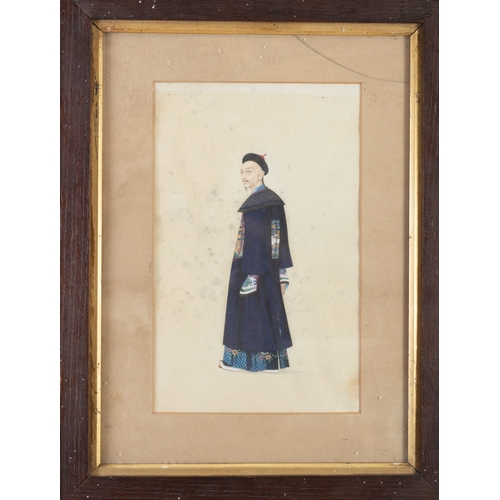 239 - A RARE SET OF EIGHT MANDARIN FIGURE PORTRAITS  19世纪 纸本设色清代人物肖像画一组八幅  Canton, 19th century  Framed  S... 