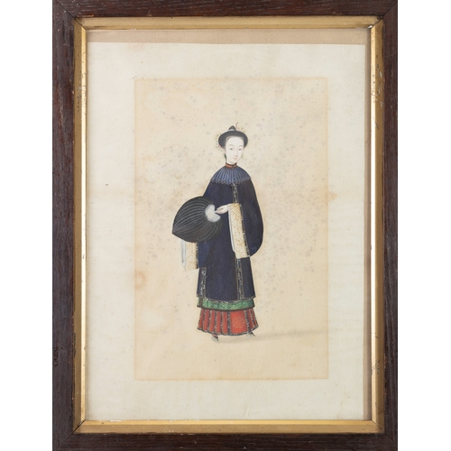 239 - A RARE SET OF EIGHT MANDARIN FIGURE PORTRAITS  19世纪 纸本设色清代人物肖像画一组八幅  Canton, 19th century  Framed  S... 