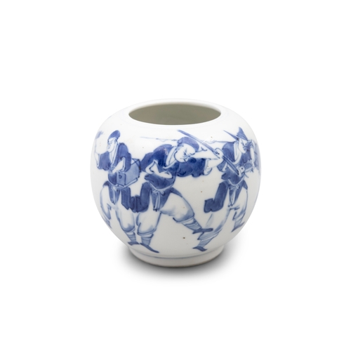 260 - A BLUE AND WHITE PORCELAIN POT  中国 19世纪 康熙款 人物故事小罐  China, 19th century  with round shape, features ... 