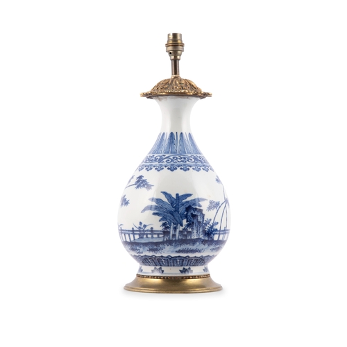 266 - A FRENCH GILT-BRONZE MOUNTED BLUE AND WHITE YUHUCHUN VASE  清代 青花石竹蕉葉紋玉壺春瓶  China, Qing dynasty  feat... 