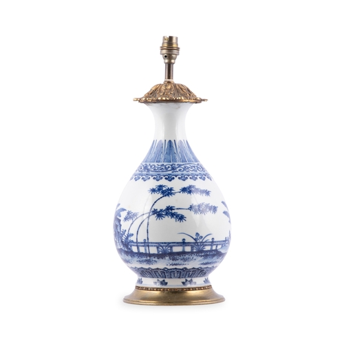 266 - A FRENCH GILT-BRONZE MOUNTED BLUE AND WHITE YUHUCHUN VASE  清代 青花石竹蕉葉紋玉壺春瓶  China, Qing dynasty  feat... 