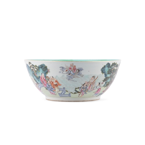 289 - A LARGE FAMILLE ROSE ‘IMMOTAL GATHERING’ BOWL  19世纪 粉彩 群仙会大碗  China, 19th century  D.36cm