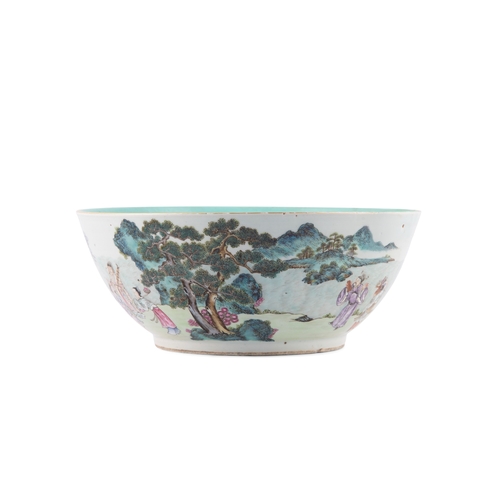 289 - A LARGE FAMILLE ROSE ‘IMMOTAL GATHERING’ BOWL  19世纪 粉彩 群仙会大碗  China, 19th century  D.36cm