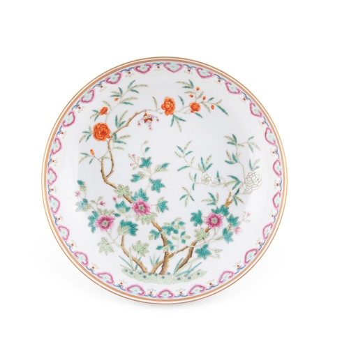 296 - A FAMILLE ROSE ‘FLOWERS' PLATE, GUANGXU MARK  20世纪 光绪款 粉彩花卉纹盘   China, 20th century   D.21.5cm