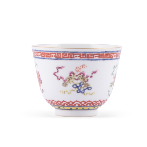 297 - A FAMILLE ROSE 'BAJIXIANG'CUP, TONGZHI MARK  20世纪 同治款 粉彩‘八吉祥’杯   China, 20th century   Finely painte... 