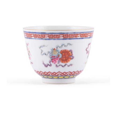 297 - A FAMILLE ROSE 'BAJIXIANG'CUP, TONGZHI MARK  20世纪 同治款 粉彩‘八吉祥’杯   China, 20th century   Finely painte... 