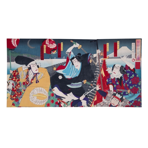 33 - A GROUP OF THREE PRINTS  TOYOHARA KUNICHIKA (1835-1900) Episode of the Kabuki play Yaoya Oshichi, on... 