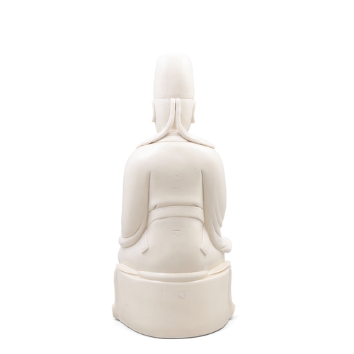 361 - A SITTING BLANC DE CHINE FIGURE OF WENCHANG HOLDING A RUYI  20世纪 德化文昌坐像   China, 20th century.  with... 