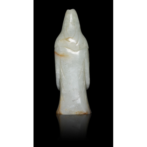 422 - A CELADON JADE GUANYIN  明代 白玉觀音  China, Ming dynasty  H.14.5cm