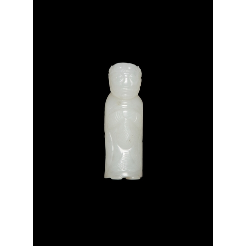 430 - A WHITE JADE DAMO BEAD   清中 通眼达摩挂坠  China, mid Qing dynasty  H.4.7cm