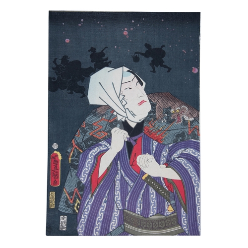 52 - A GROUP OF TWO PRINTS BY UTAGAWA KUNISADA (1786-1865)  Actor Bandô Kamezô I as Dozaemon Denkichi, fr... 