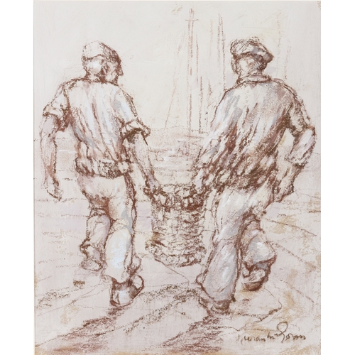 110 - Kieran McGoran (1932-1990)  Fishermen with Basket  Pastel, 37 x 29cm (14½ x 11½) Signed  Provenance:... 