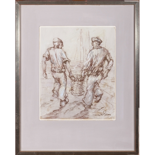 110 - Kieran McGoran (1932-1990)  Fishermen with Basket  Pastel, 37 x 29cm (14½ x 11½) Signed  Provenance:... 