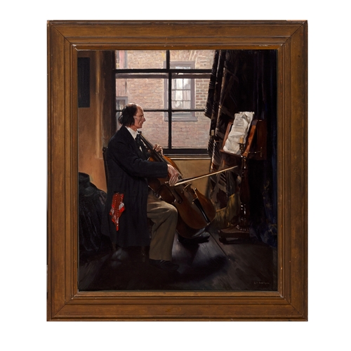 15 - Leo Whelan RHA (1892 - 1956)  The Cello Player Oil on canvas, 103 x 85cm (40½ x 33½'') Signed, also ... 