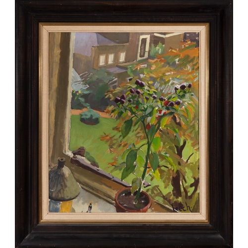 18 - William John Leech RHA ROI (1881-1968)  Still Life with Garden View  Oil on canvas, 63 x 53cm (24¾ x... 