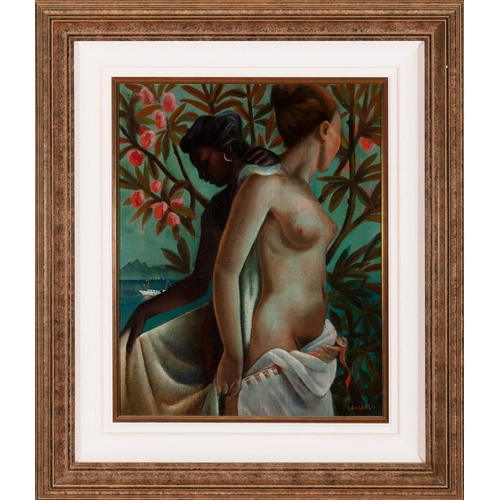 5 - Cecil Ffrench Salkeld ARHA (1904-1969)  Two Nudes in a Tropical Landscape  Oil on canvas board, 50.5... 