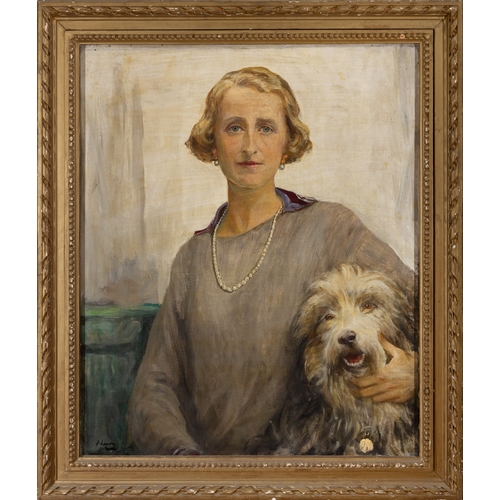 55 - Sir John Lavery RHA RA (1856-1941)  Portrait of Mrs. C. F. Shanks with her Dog  Oil on canvas, 76.3 ... 