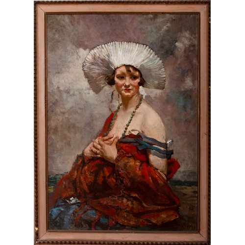 57 - Kathleen Fox RHA (1880-1963)  Woman on a Beach  Oil on canvas, 100 x 70cm (39¼ x 27½) Signed lower r... 