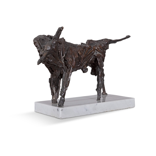 64 - John Behan RHA (b.1938)  Bull  Bronze, 40 x 17cm (h) (15¾ x 6¾) Signed, no.2/9  On white marble base