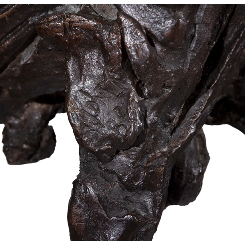 64 - John Behan RHA (b.1938)  Bull  Bronze, 40 x 17cm (h) (15¾ x 6¾) Signed, no.2/9  On white marble base