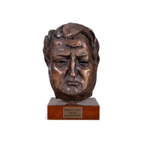 80 - Desmond McNamara (1918-2008)  Portrait Bust of Brendan Behan  Bronze , 33cm high (with base) (13) Si... 