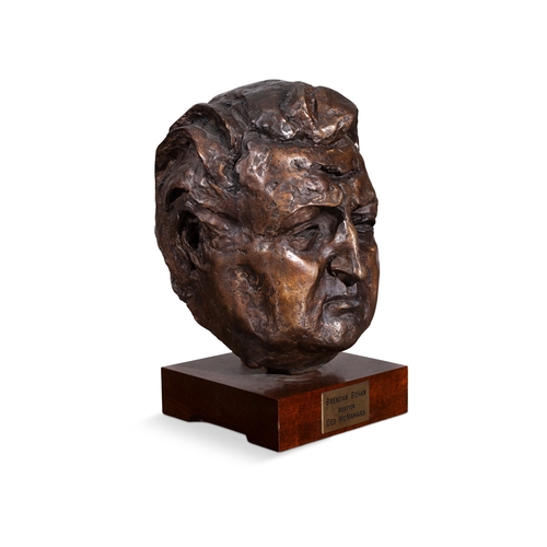 80 - Desmond McNamara (1918-2008)  Portrait Bust of Brendan Behan  Bronze , 33cm high (with base) (13) Si... 