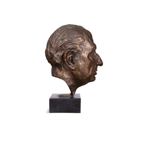 81 - Marjorie Fitzgibbon HRHA (1930-2018)  Portrait Bust of Hilton Edwards  Bronze, 38cm (h) (with stand)... 