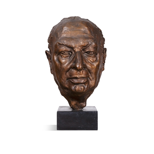 81 - Marjorie Fitzgibbon HRHA (1930-2018)  Portrait Bust of Hilton Edwards  Bronze, 38cm (h) (with stand)... 