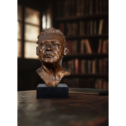 82 - Marjorie Fitzgibbon HRHA (1930-2018)  Portrait Bust of Michaél MacLiammóir  Bronze, 44cm(h) (with ba... 