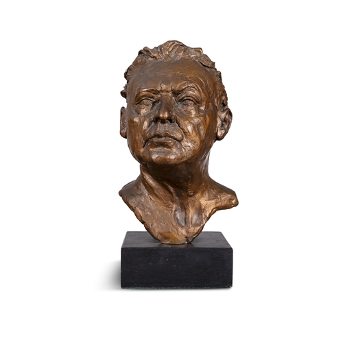 82 - Marjorie Fitzgibbon HRHA (1930-2018)  Portrait Bust of Michaél MacLiammóir  Bronze, 44cm(h) (with ba... 