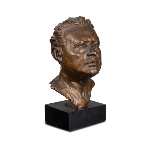 82 - Marjorie Fitzgibbon HRHA (1930-2018)  Portrait Bust of Michaél MacLiammóir  Bronze, 44cm(h) (with ba... 