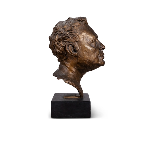 82 - Marjorie Fitzgibbon HRHA (1930-2018)  Portrait Bust of Michaél MacLiammóir  Bronze, 44cm(h) (with ba... 