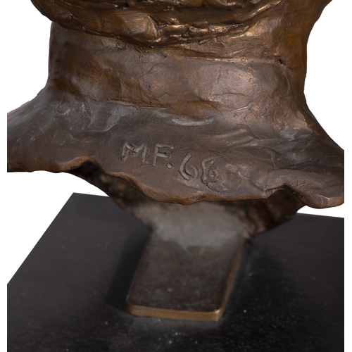 82 - Marjorie Fitzgibbon HRHA (1930-2018)  Portrait Bust of Michaél MacLiammóir  Bronze, 44cm(h) (with ba... 