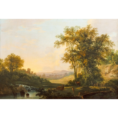 86 - John Henry Campbell  (1757-1828)  River Landscape  Oil on canvas, 62 x 91.4cm (24 x 26)