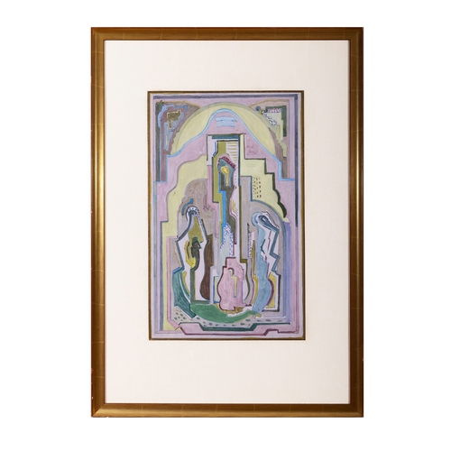 9 - Evie Hone HRHA (1894-1955)  Untitled  Gouache, 60 x 37cm (23½ x 14½'')     Although untitled this pa... 