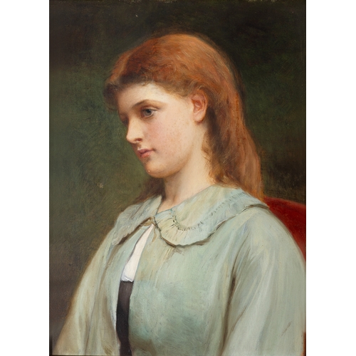 90 - Irish School, Late 19th Century Portrait of a Young Lady  Oil on board, 33 x 24.5cm (13 x 9¾)   Prov... 