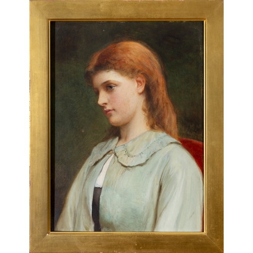 90 - Irish School, Late 19th Century Portrait of a Young Lady  Oil on board, 33 x 24.5cm (13 x 9¾)   Prov... 