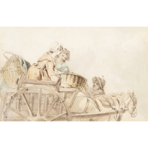 94 - Francis Wheatley RA (1747-1801)  The Market Cart Watercolour, pen and ink, 14.6 x 22.2cm (5¾ x 8¾)  ... 