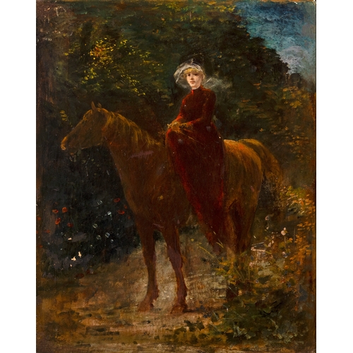 95 - Attributed to Sir Robert Ponsonby Staples RBA (1853-1943)  A Morning Ride  Oil on board, 39.4 x 30.5... 