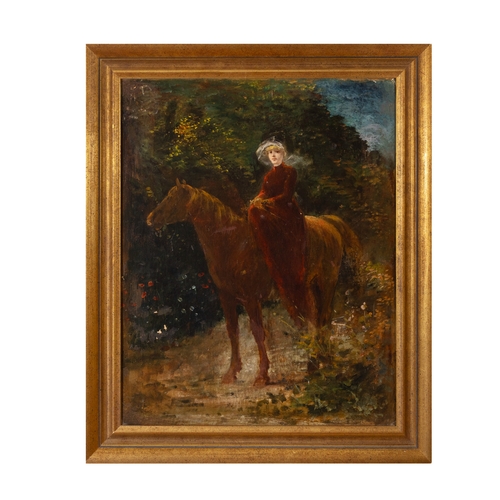 95 - Attributed to Sir Robert Ponsonby Staples RBA (1853-1943)  A Morning Ride  Oil on board, 39.4 x 30.5... 