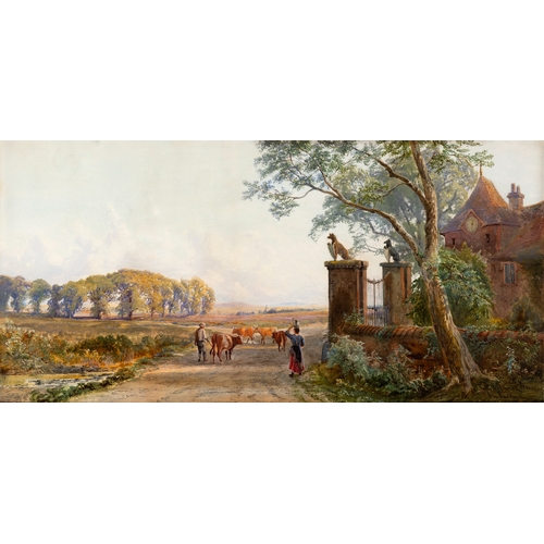 97 - John Faulkner RHA  (1835-1894)  The Manor House  Watercolour 48 x 99cm (19 x 39”)  Signed and inscri... 